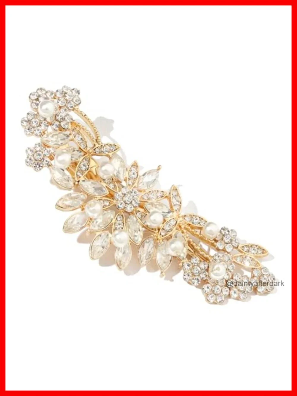 Crystal Rhinestone Pearl Hair Comb Gold Wedding Hair Pin Accessory